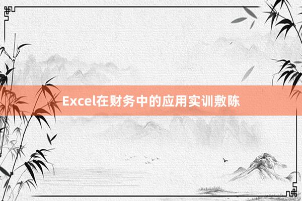 Excel在财务中的应用实训敷陈